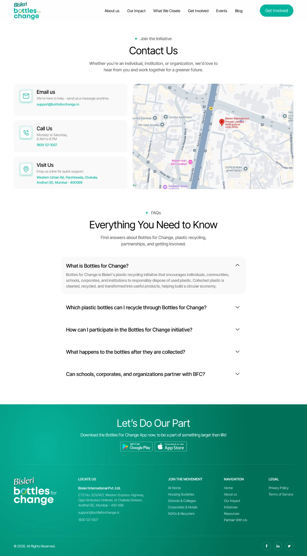 Contact & FAQ screen design